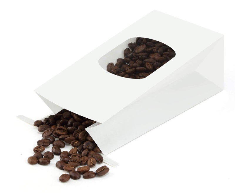 BagDream Small Bakery Bags with Window 100Pcs 3.54x2.36x6.7 Inches Tin Tie Tab Lock Kraft White Window Paper Bags for Coffee Bean, Cookies, Treat, Snack - Image 4